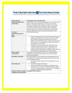 Use of Everyday Games Therapeutically